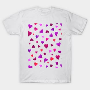 Valentine's  Day hearts - viva magenta and purple T-Shirt